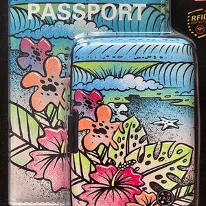 Tropical Floral Passport Wallet - Colorful Hibiscus Design